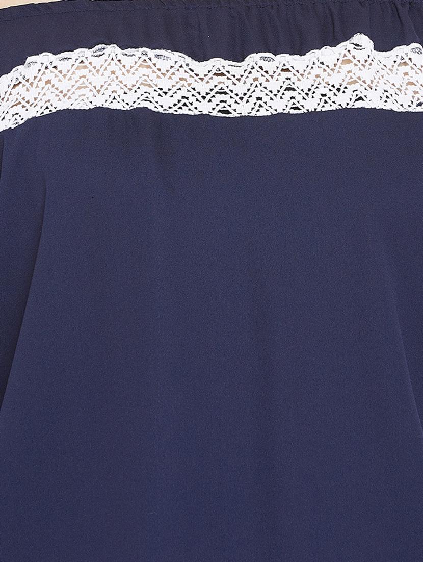 lace insert off shoulder top - 15735879 - Zoom Image - 5