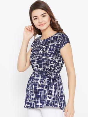 elasticated waist abstract print top - 15735891 - Standard Image - 2