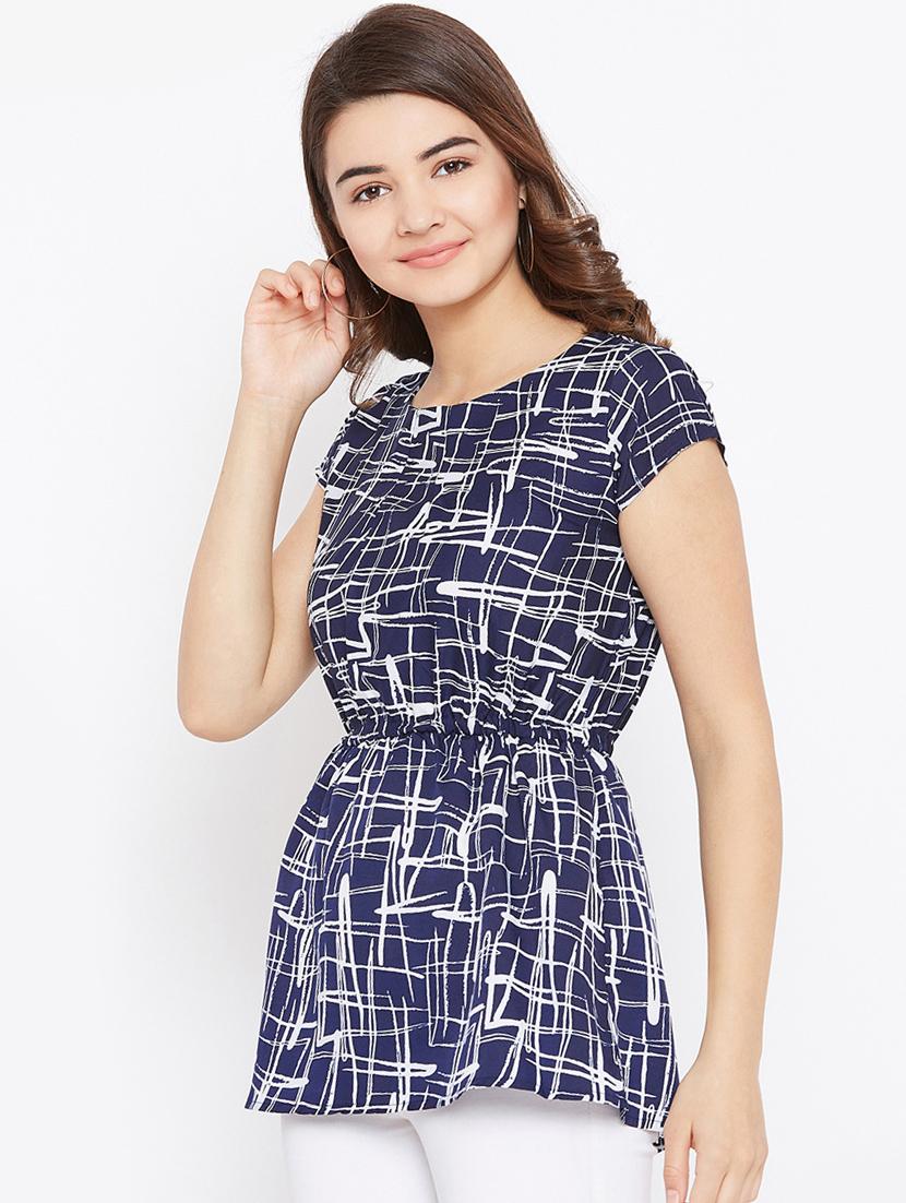 elasticated waist abstract print top - 15735891 - Zoom Image - 2