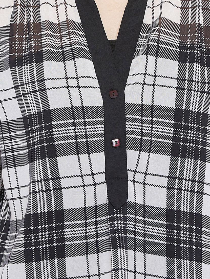 button detail checkered tunic - 15735892 - Zoom Image - 5