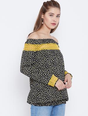 lace insert off shoulder top - 15735894 - Standard Image - 2