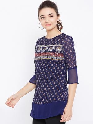 sheer paneled curved hem tunic - 15735895 - Standard Image - 2