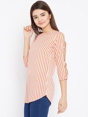 cut out sleeved striped tunic - 15735899 - Standard Image - 2