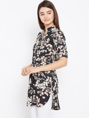 button detail floral tunic - 15735900 - Standard Image - 2