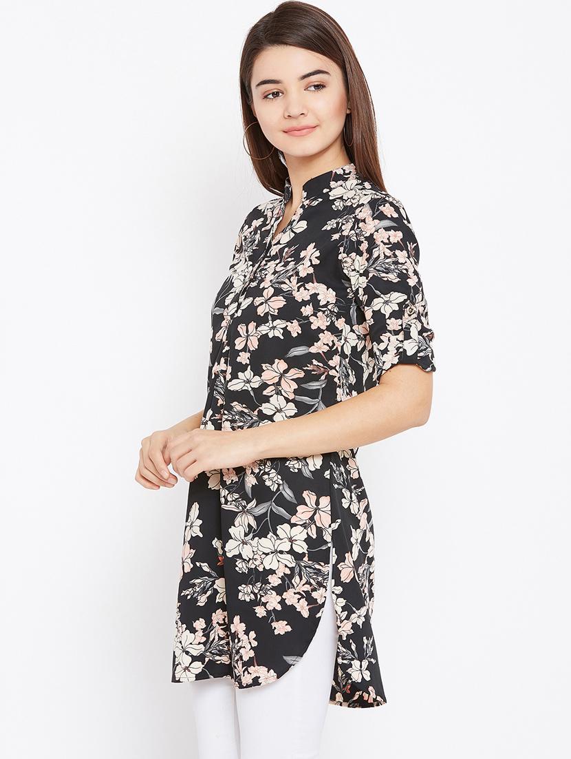 button detail floral tunic - 15735900 - Zoom Image - 2
