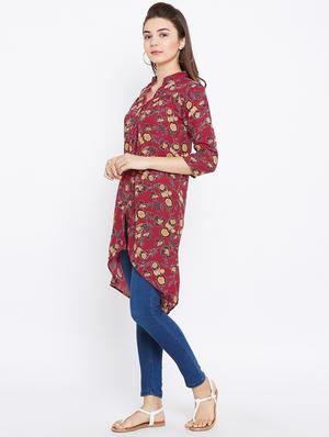 button up high low tunic - 15735902 - Standard Image - 2