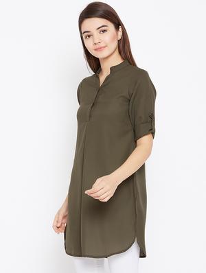 button detail roll up sleeved tunic - 15735909 - Standard Image - 2