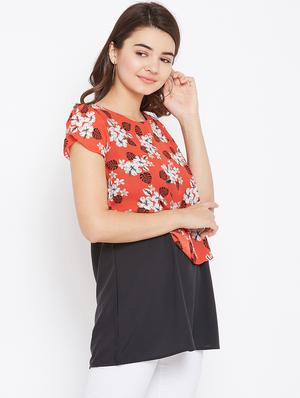 floral overlay high low tunic - 15735911 - Standard Image - 2