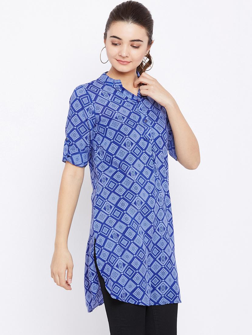 button detail roll up sleeved tunic - 15735913 - Zoom Image - 2