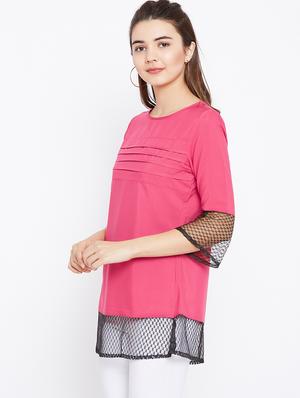 mesh paneled pintucked tunic - 15735915 - Standard Image - 2