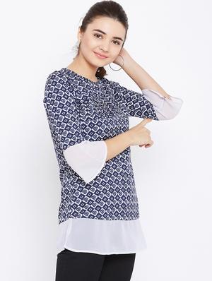 contrast paneled pintucked tunic - 15735917 - Standard Image - 2