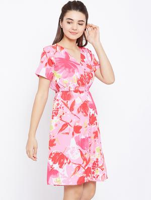 button detail floral a-line dress - 15735930 - Standard Image - 2