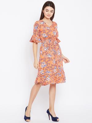smocked waist bell sleeved dress - 15735932 - Standard Image - 2