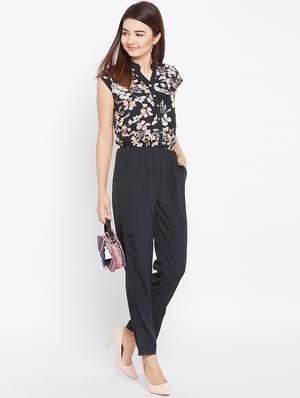 button detail floral jumpsuit - 15735937 - Standard Image - 2