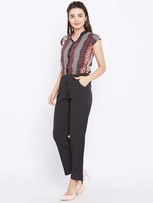 button detail floral jumpsuit - 15735938 - Standard Image - 2