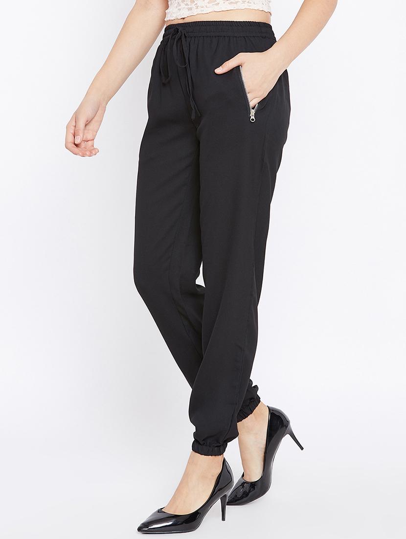 drawstring waist zipper detail trouser - 15735941 - Zoom Image - 2