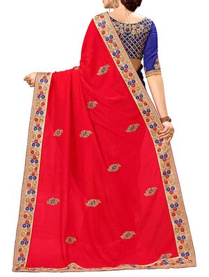 half & half embroidered saree with blouse - 15735957 - Standard Image - 2
