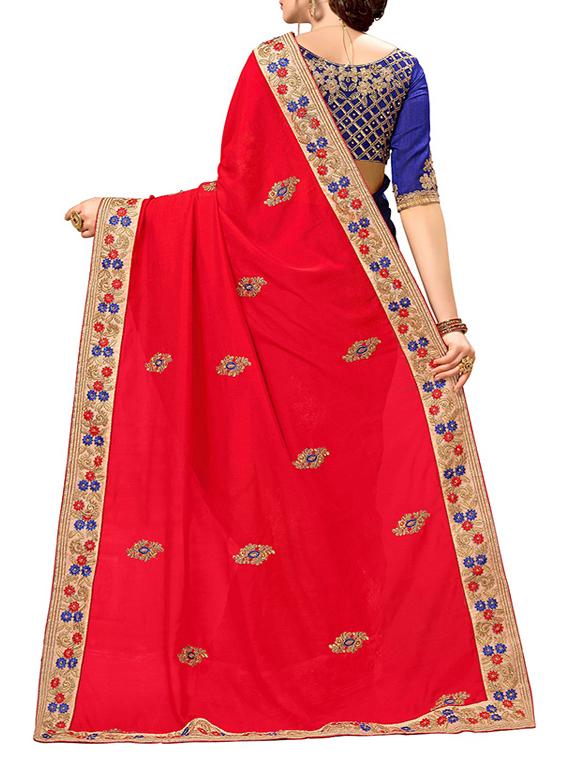 half & half embroidered saree with blouse - 15735957 - Zoom Image - 2