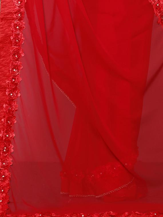 floral lace border saree with blouse - 15736646 - Zoom Image - 2