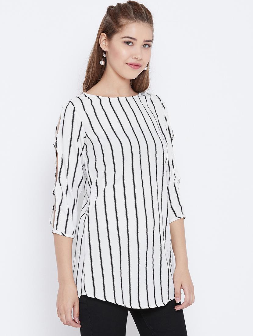 slit sleeved striped tunic - 15736679 - Zoom Image - 2