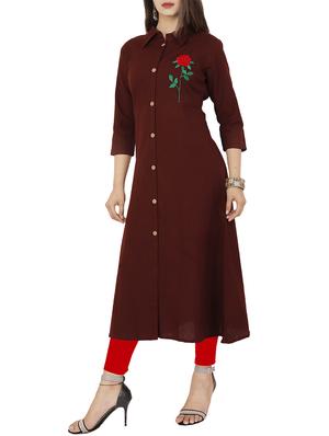 Embroidered a-line kurta - 15736761 - Standard Image - 2