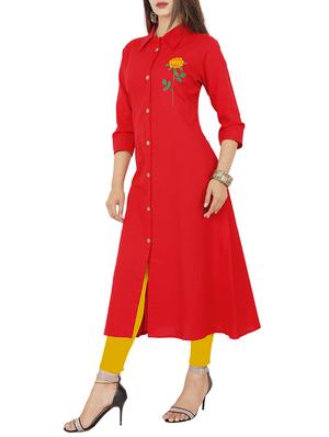 Embroidered a-line kurta - 15736763 - Standard Image - 2