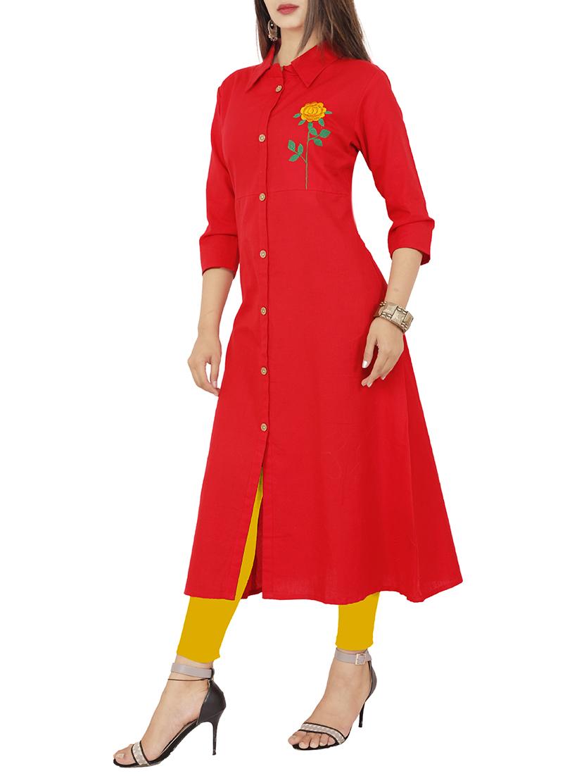 Embroidered a-line kurta - 15736763 - Zoom Image - 2