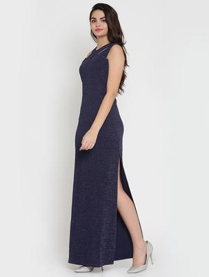 navy blue shimmery high slit dress - 15736793 - Standard Image - 2