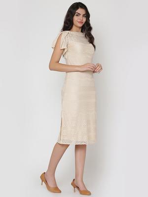 side slit lace a-line dress - 15736798 - Standard Image - 2