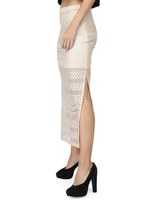 elasticated waist lace side slit skirt - 15736802 - Standard Image - 2