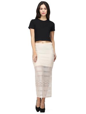 elasticated waist lace side slit skirt - 15736802 - Standard Image - 5