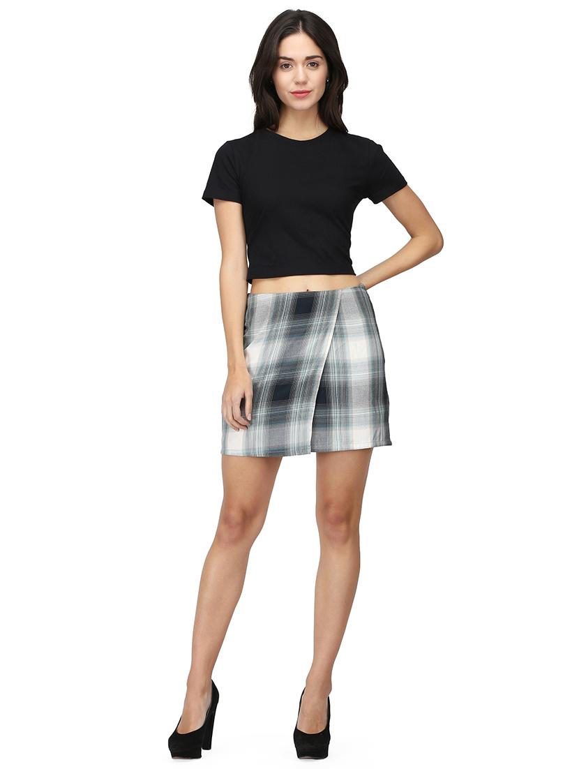 front overlap checkered skirt - 15736808 - Zoom Image - 5