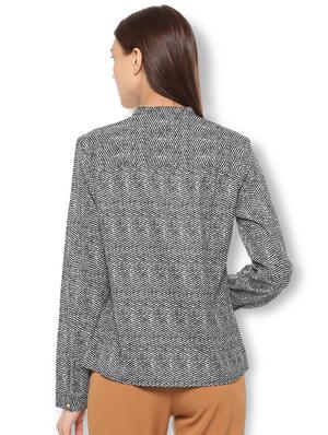 mandarin neck herringbone top - 15736819 - Standard Image - 2