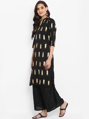 Foil print straight kurta - 15737003 - Standard Image - 2