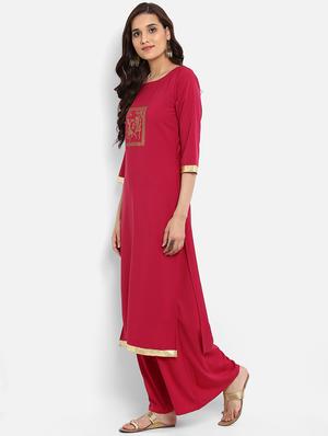 Magenta printed solid kurta - 15737005 - Standard Image - 2