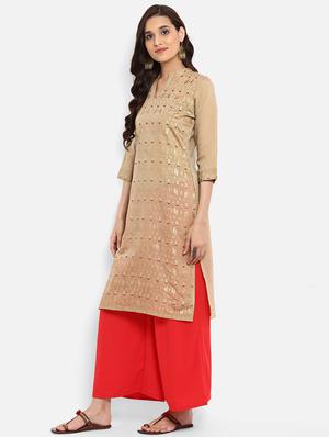 Foil print straight kurta - 15737007 - Standard Image - 2