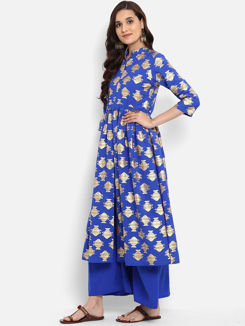 Foil print Flared kurta - 15737012 - Zoom Image - 2
