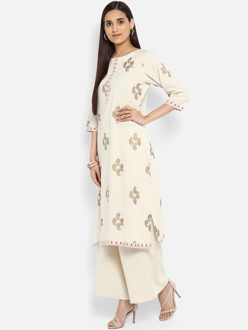 Foil print straight kurta - 15737029 - Zoom Image - 2