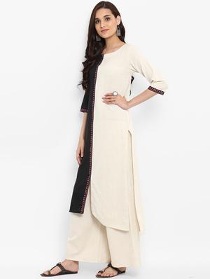 Color block straight kurta - 15737030 - Standard Image - 2