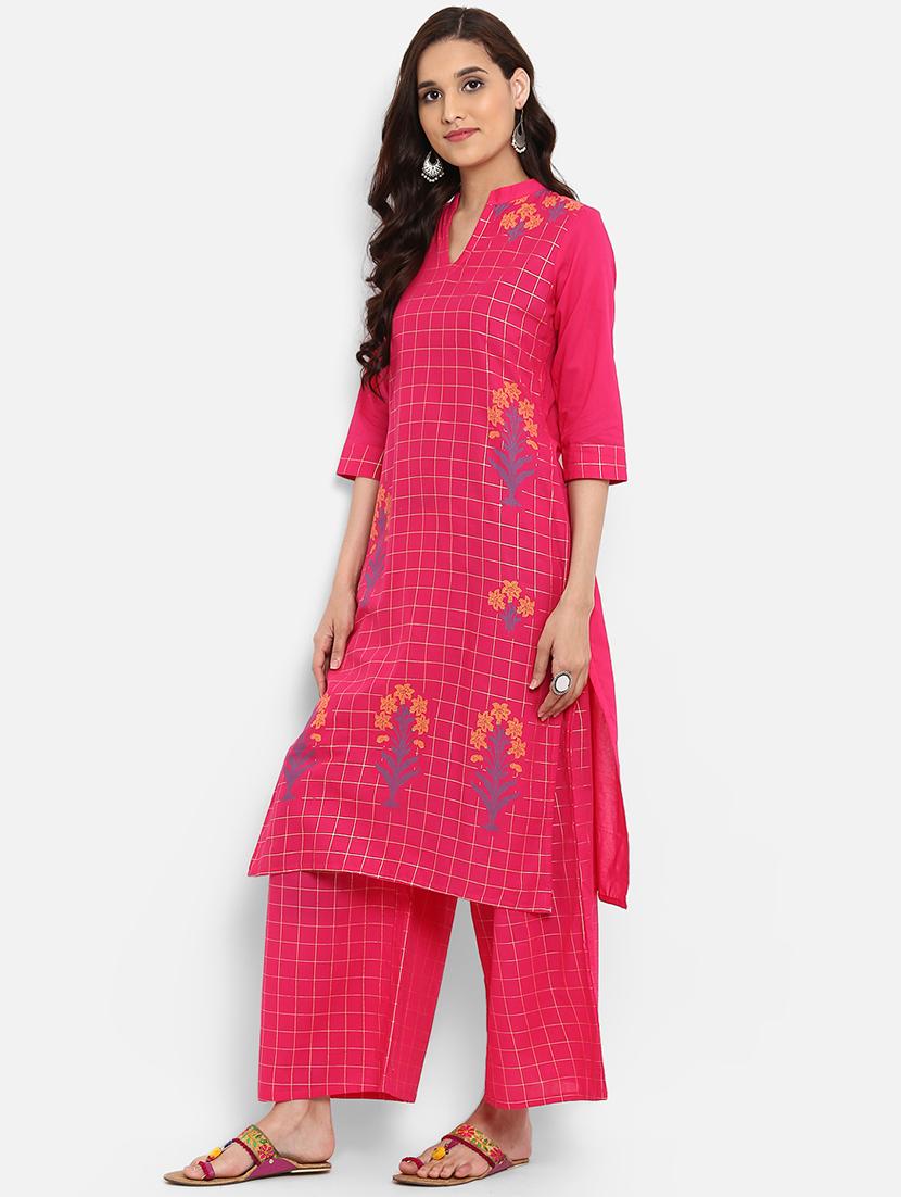 Checkered straight kurta - 15737037 - Zoom Image - 2