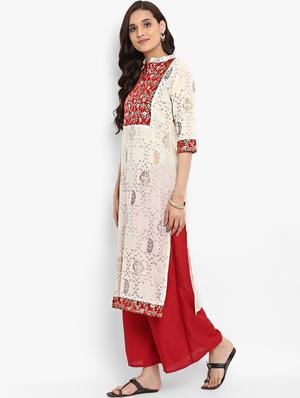 Foil print straight kurta - 15737039 - Standard Image - 2
