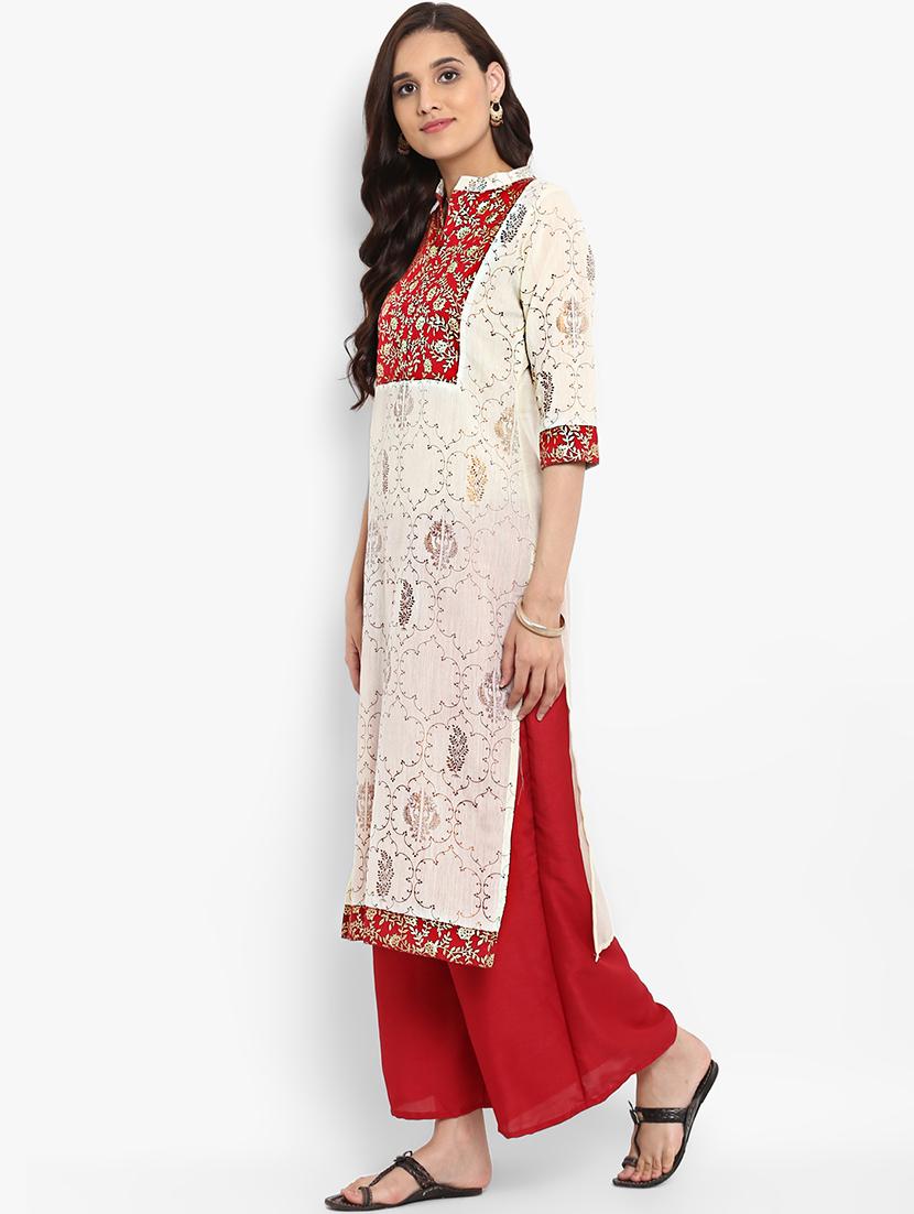 Foil print straight kurta - 15737039 - Zoom Image - 2