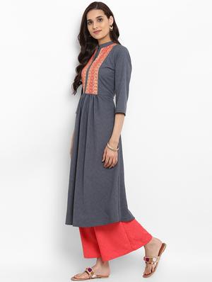 Patch work flared kurta - 15737043 - Standard Image - 2