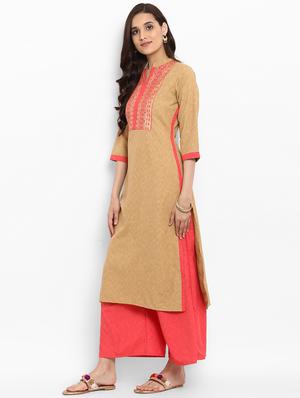 Patch work straight kurta - 15737044 - Standard Image - 2
