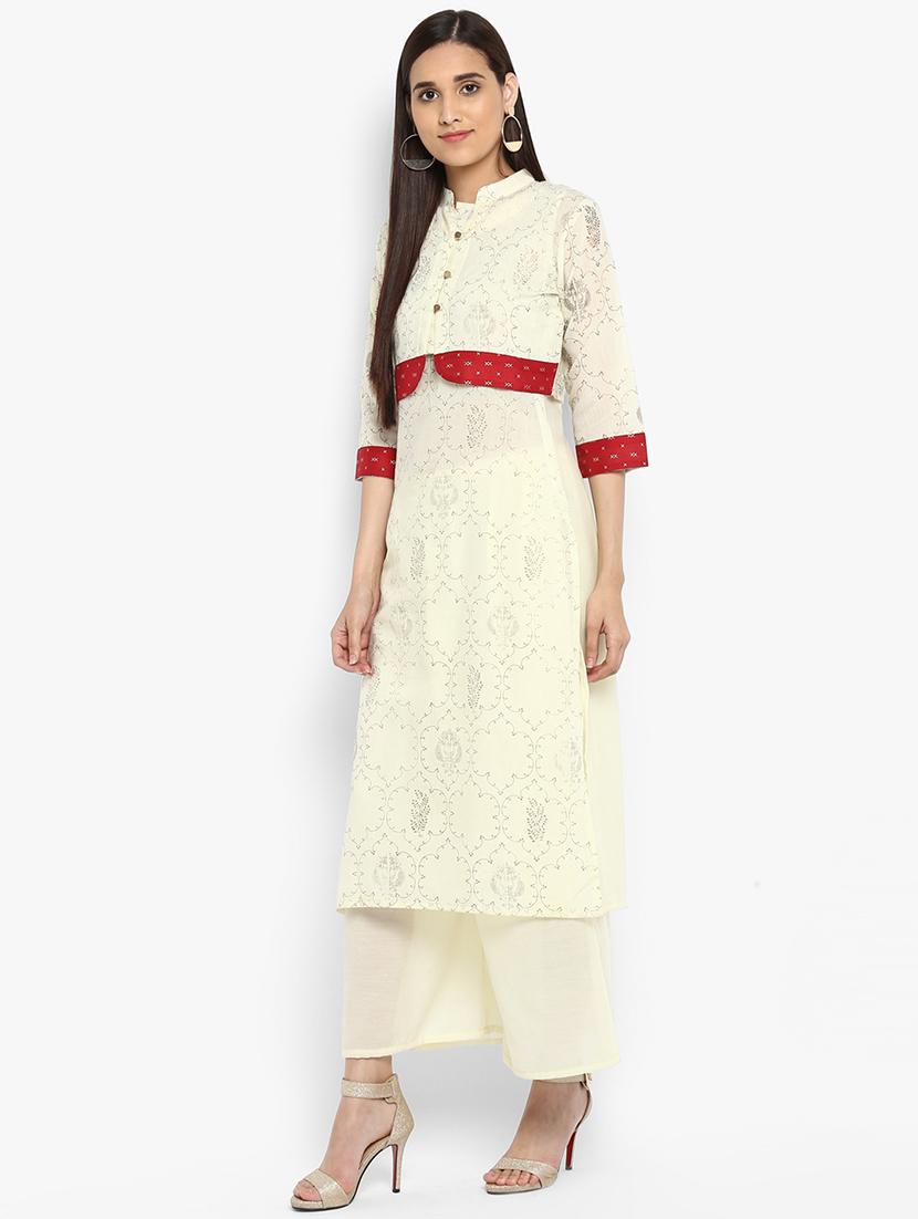 Foil print straight kurta - 15737046 - Zoom Image - 2