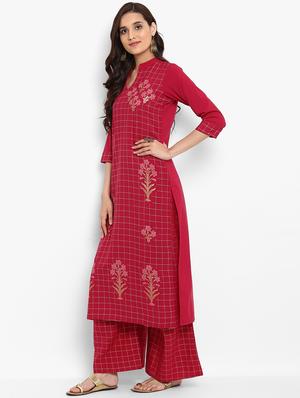 Checkered straight kurta - 15737048 - Standard Image - 2