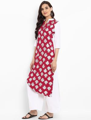 Foil print high low kurta - 15737049 - Standard Image - 2