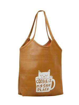 brown leatherette (pu) regular tote - 15737055 - Standard Image - 5