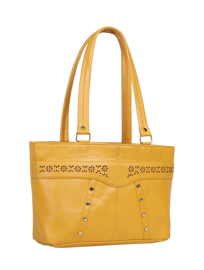 yellow leatherette (pu) regular handbag - 15737063 - Zoom Image - 5