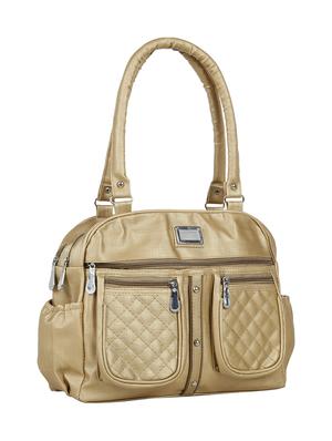 gold leatherette (pu) regular handbag - 15737083 - Standard Image - 5